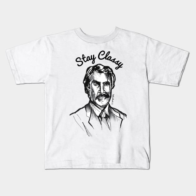 Ron Stay Classy Burgundy Kids T-Shirt by sketchnkustom